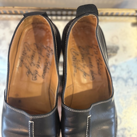 Belvedere Gio Schiavon Shoes Mens Size 10 Black Leather Loafers Slip On Italy - Picture 4 of 10
